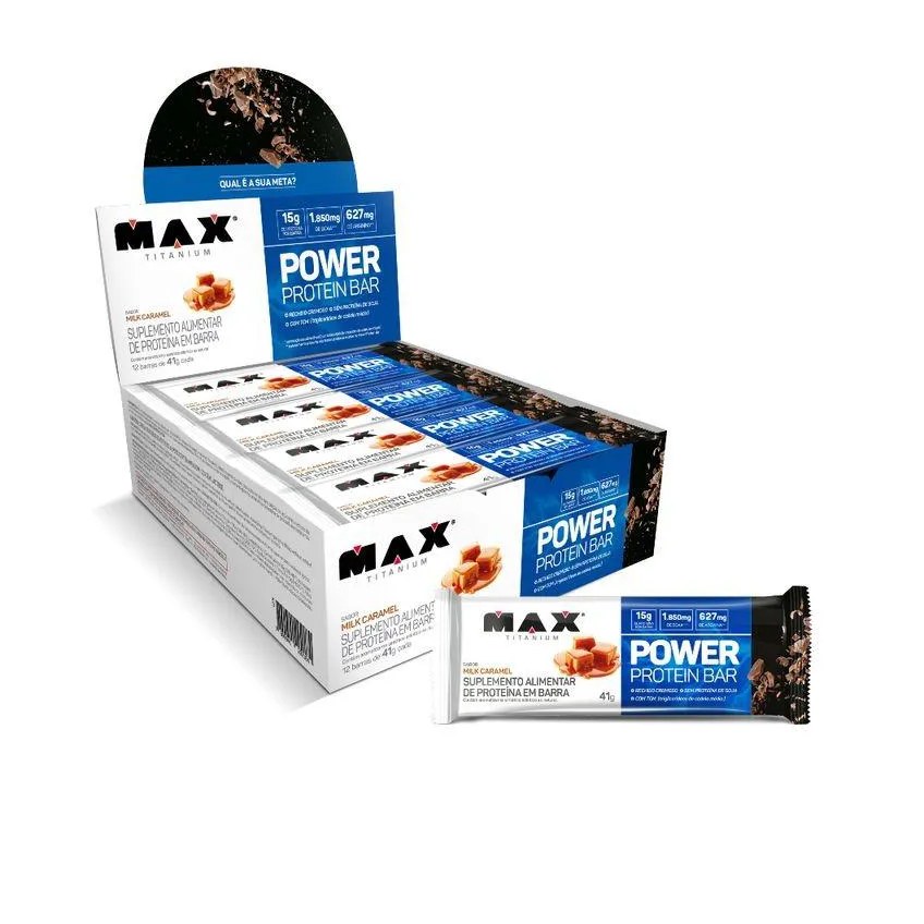 POWER PROTEIN BAR CAIXA COM 12 UNIDADES (492G) - SABOR: MILK CARAMEL