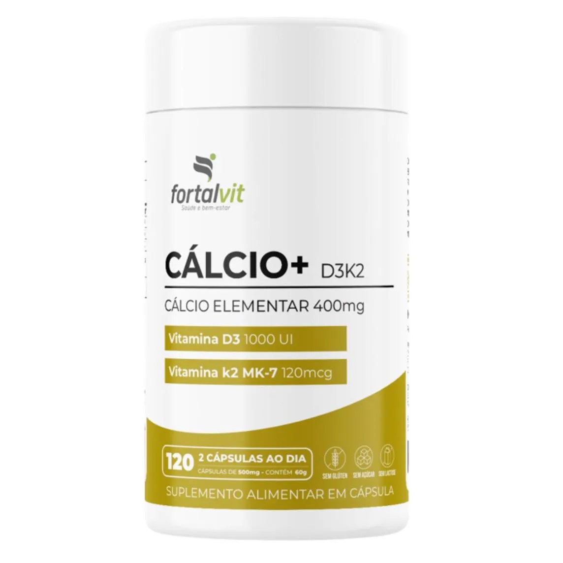 Cálcio+ D3 (1000ui) K2 (120mcg), 120 cápsulas