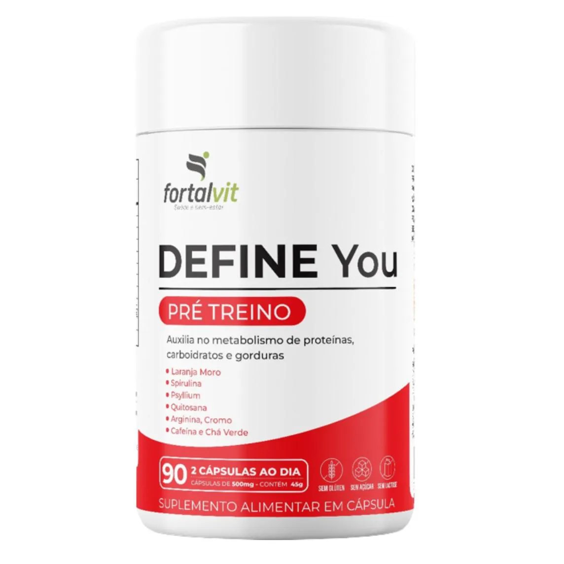 Define You Suplemento Pré-treino, 90 cápsulas