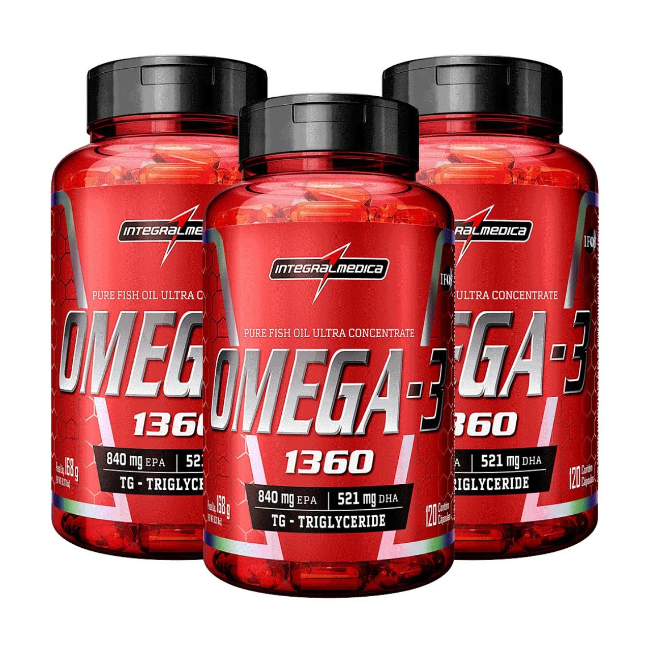 3x Ômega 3 Epa 840mg Dha 521mg Integralmedica 120 Capsulas sem Sabor