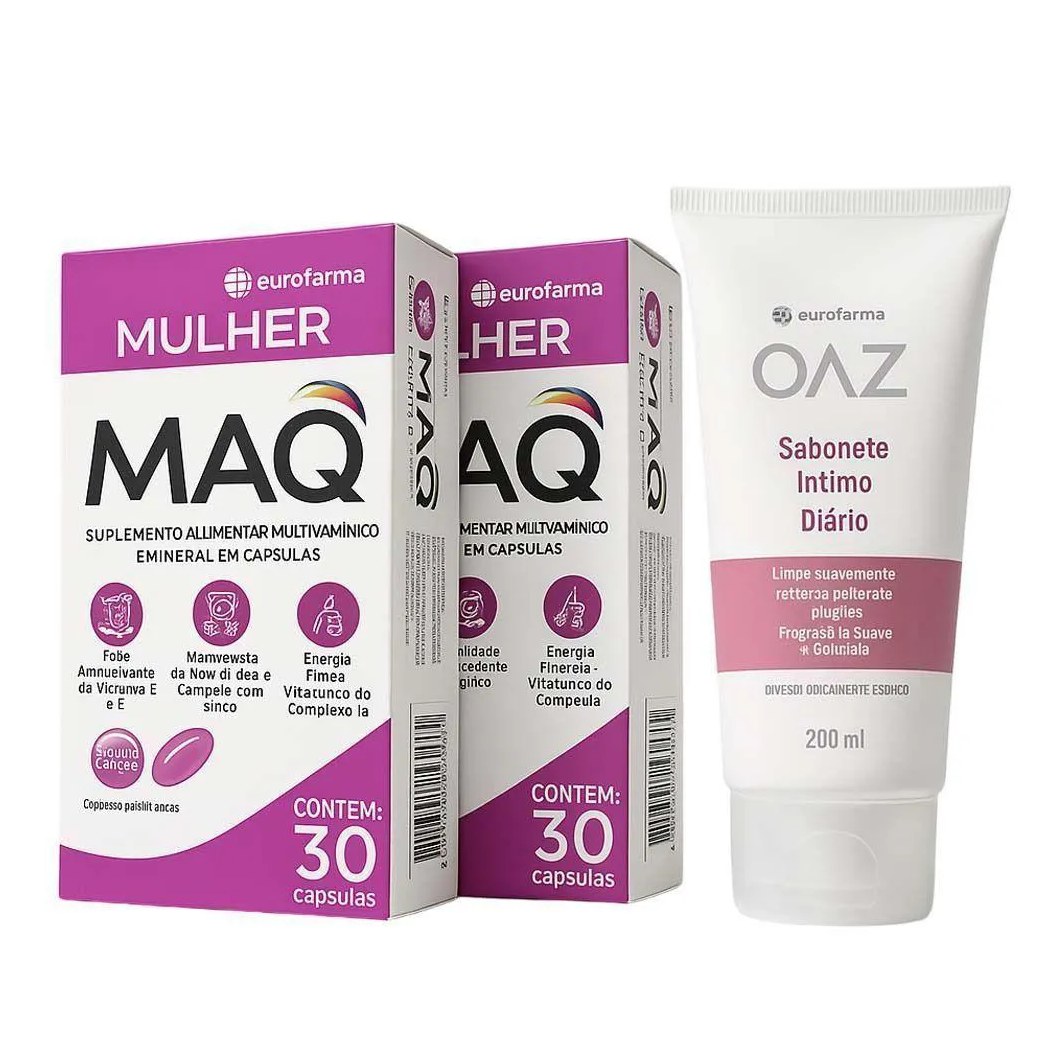 Kit 2 Maq Mulher 30 cápsulas + Sabonete Íntimo Diário Oaz 200ml