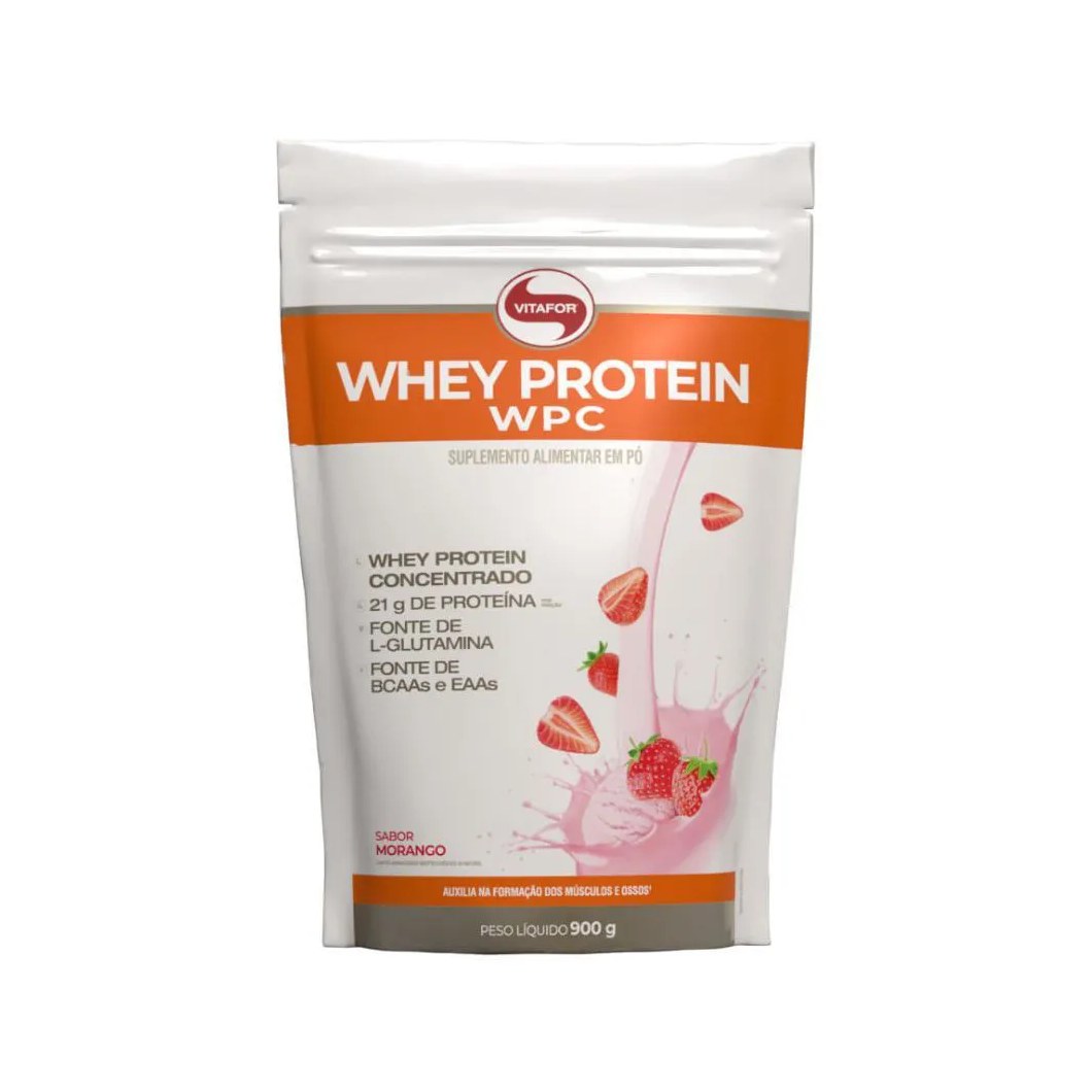 Whey Protein Wpc 900g Morango Pouch Vitafor