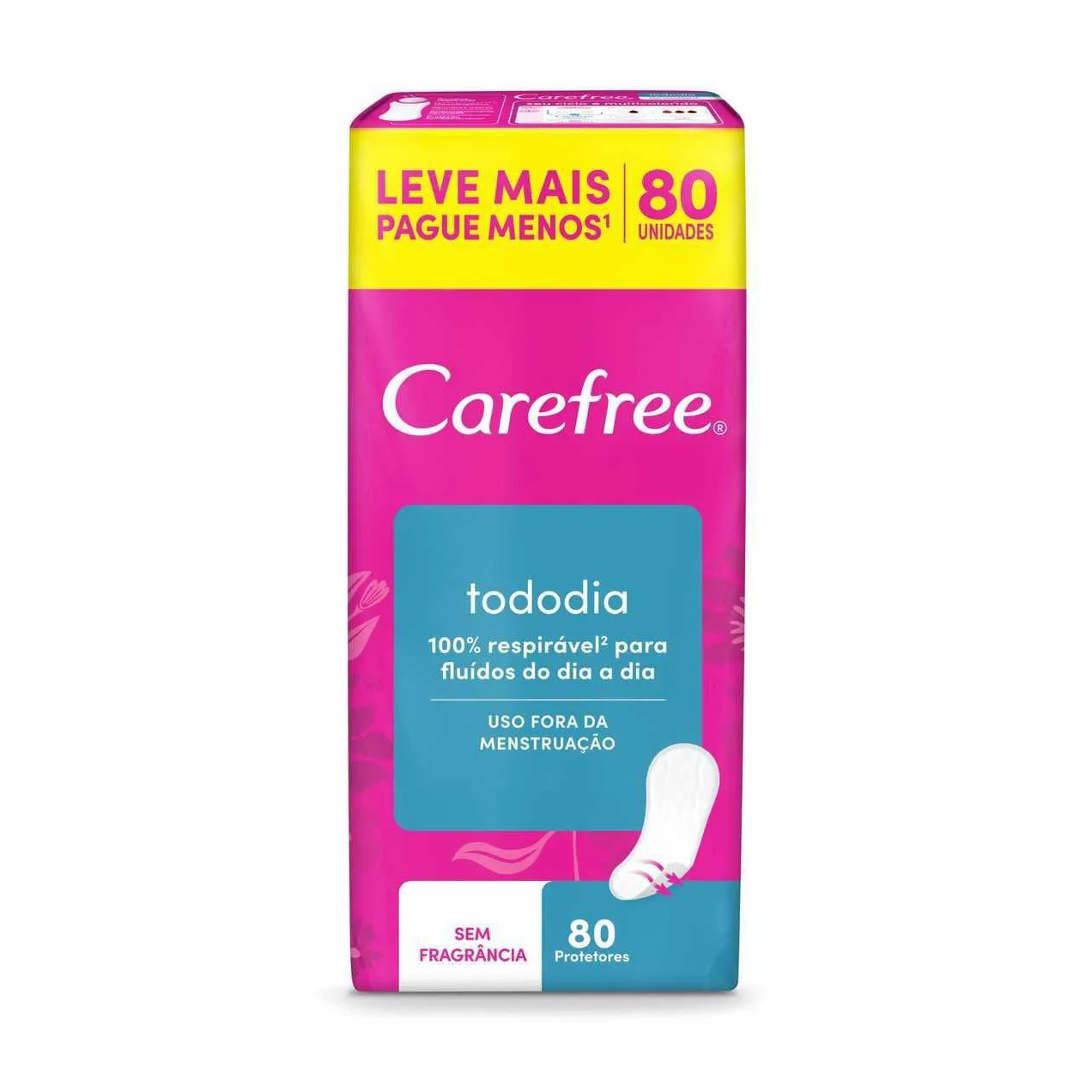 Protetor Diário Carefree Tododia Sem Perfume 80 unidades
