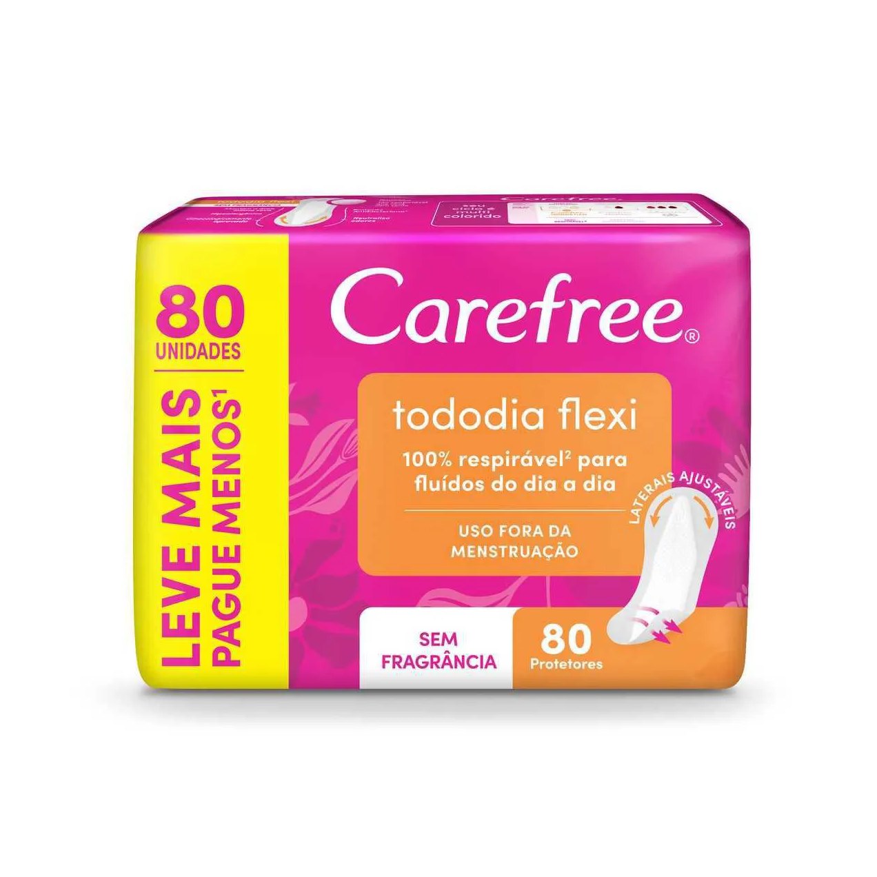 Protetor Diário Carefree Tododia Flexi Sem Perfume com 80 unidades