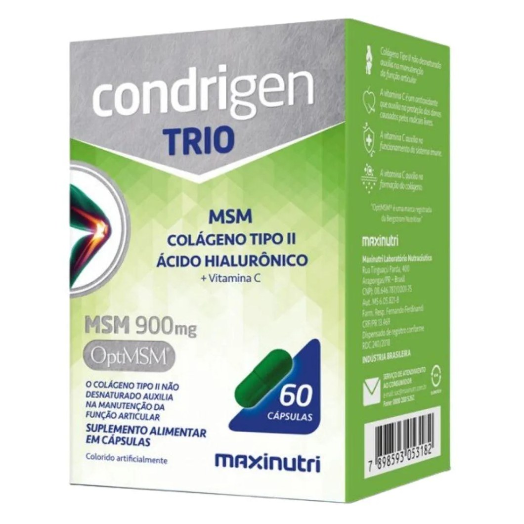 Condrigen Trio (msm + Colágeno Tipo 2 + Ácido Hialurônico e Vitamina C) 60 cápsulas - Maxinutri