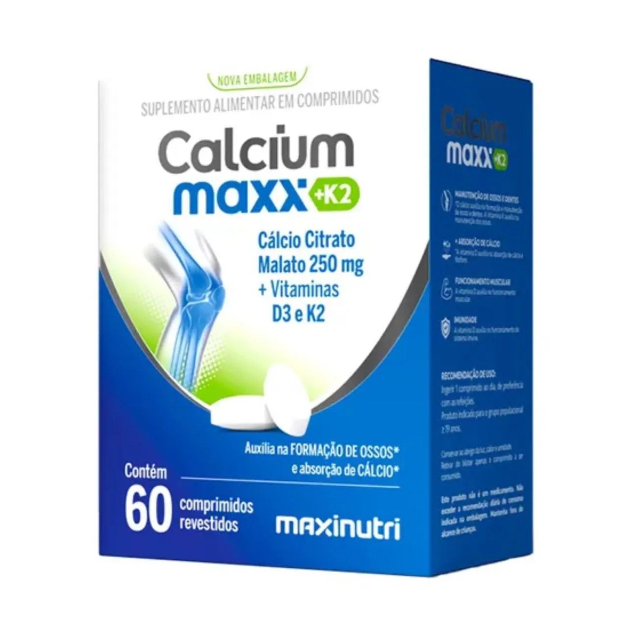 Calcium Maxx Suplemento com Cálcio, Vitamina D3 e K2 - Maxinutri