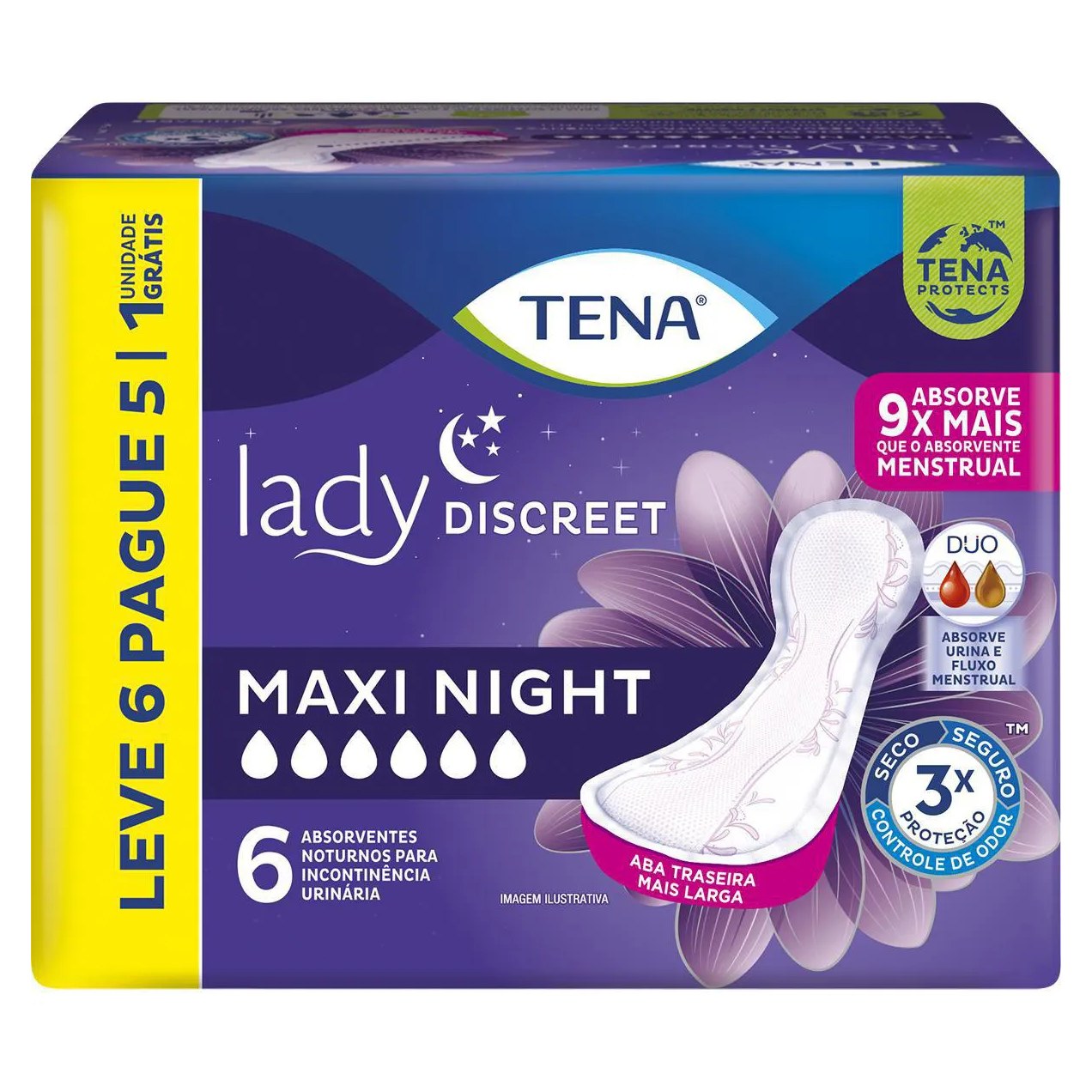 Absorvente Tena Lady Discreet Maxi Night 6 unidades