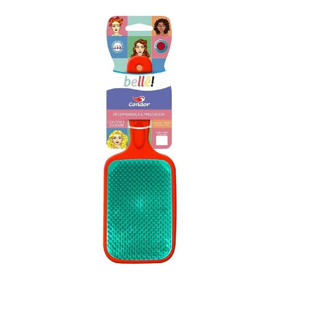 Escova para Cabelo Condor Belle Raquete Desembaraça e Massageia