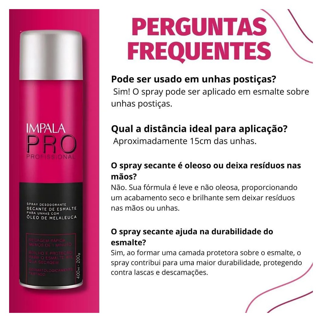 Spray Secante de Esmalte para Unhas com Óleo de Melaleuca Impala Pro 400ml