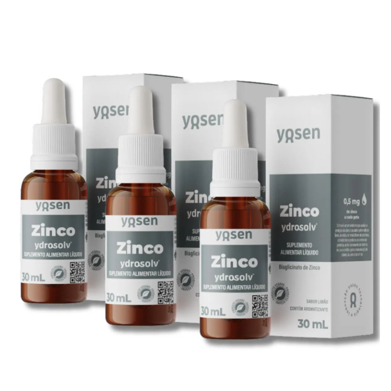 Kit 3 Zinco Ydrosolv 30ml Yosen