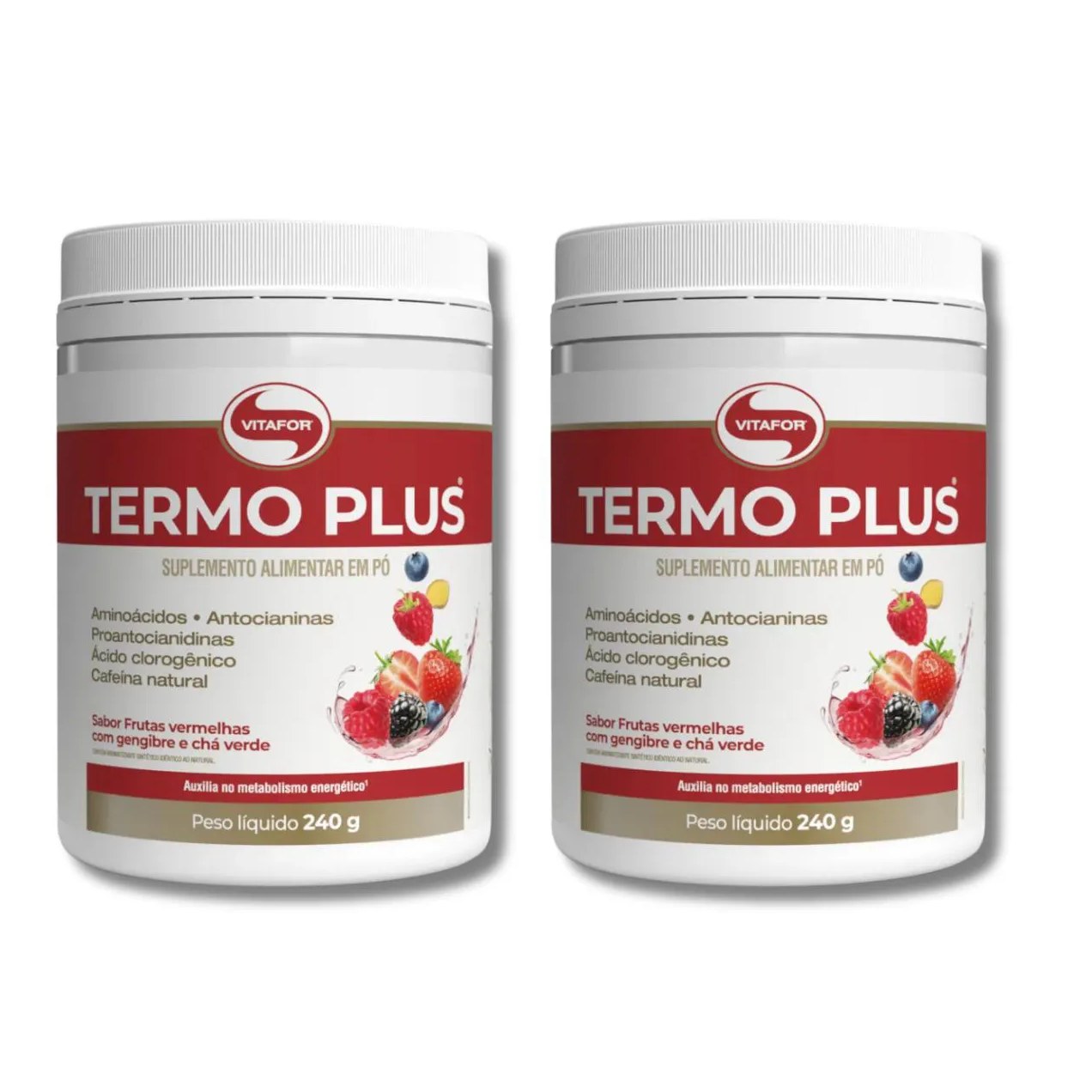 Kit 2 Termo Plus 240G Frutas Vermelhas e Chá Verde Vitafor