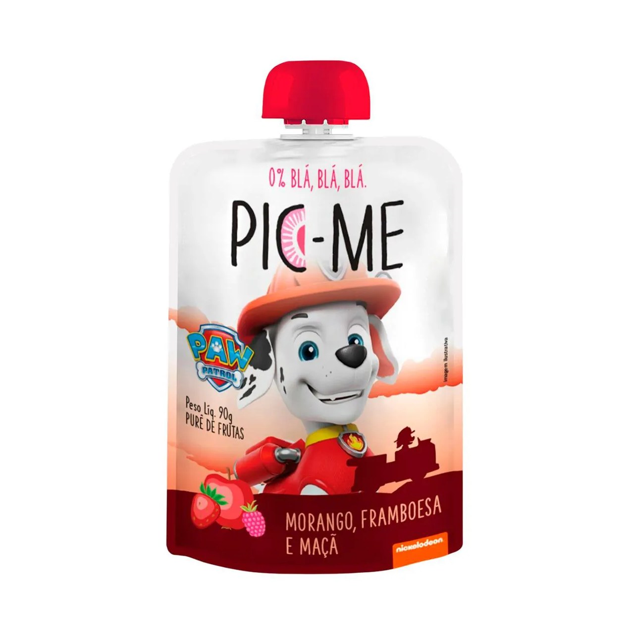 Purê de Frutas Pic-Me Patrulha Canina Morango, Framboesa e Maçã 90g