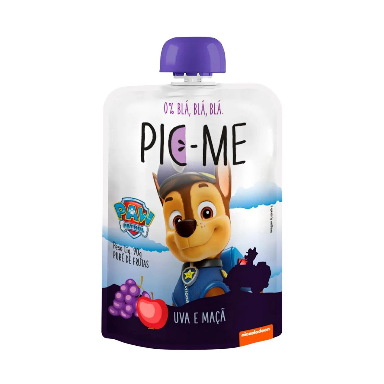 Purê de Frutas Pic-Me Patrulha Canina Uva e Maçã 90g