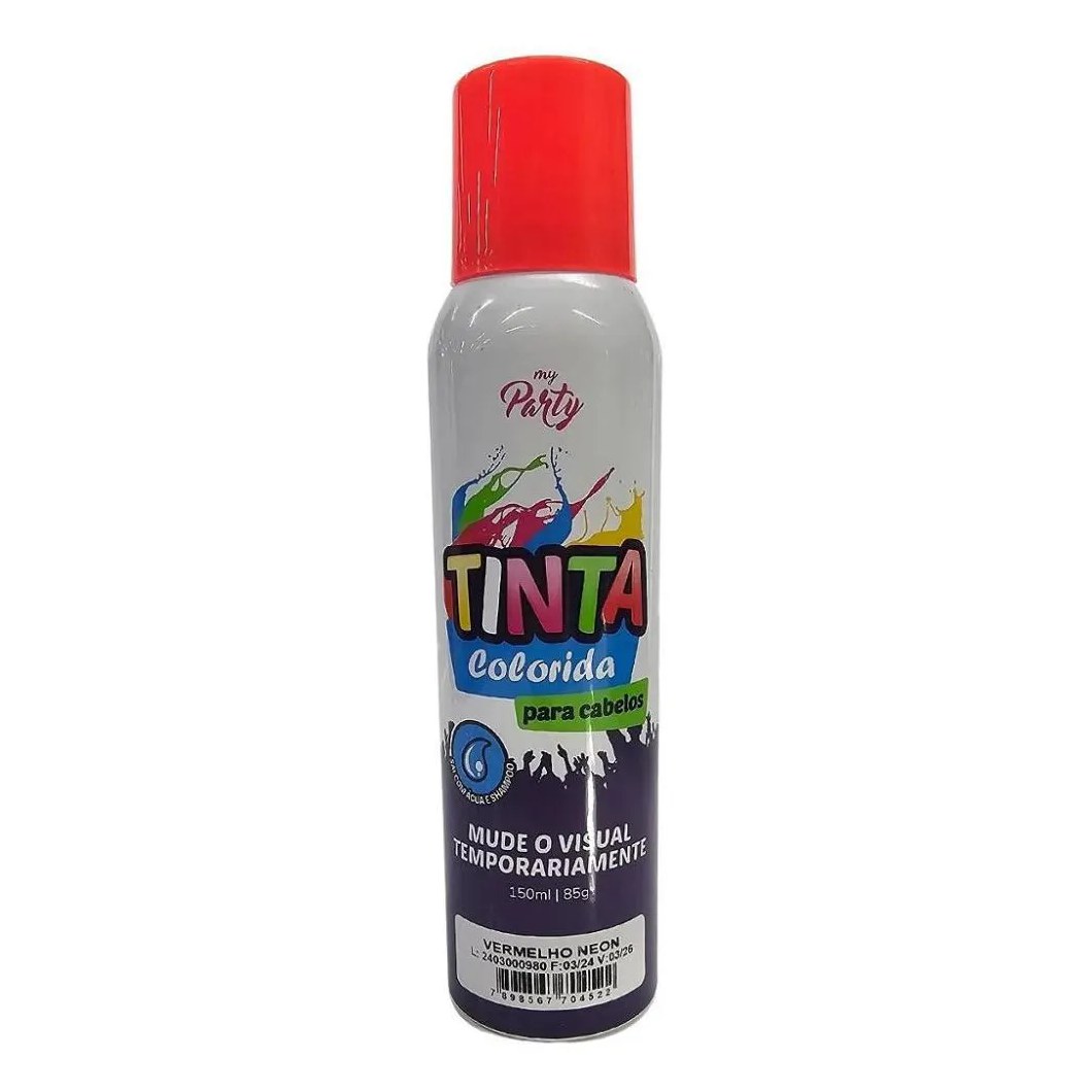Tinta Spray Cabelo My Party Vermelho Neon 150ml