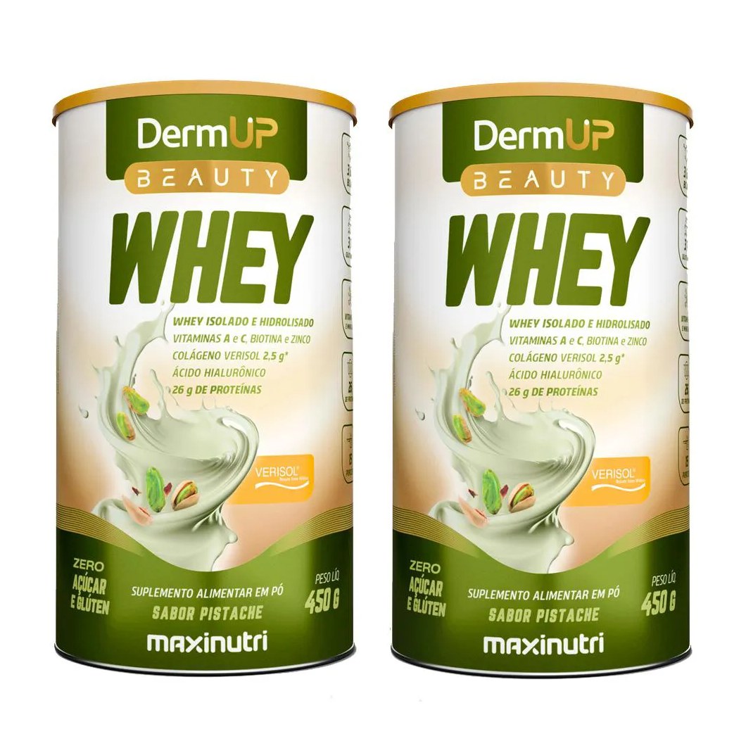Kit 2 Dermup Beauty Whey Sabor Pistache 450g Maxinutri