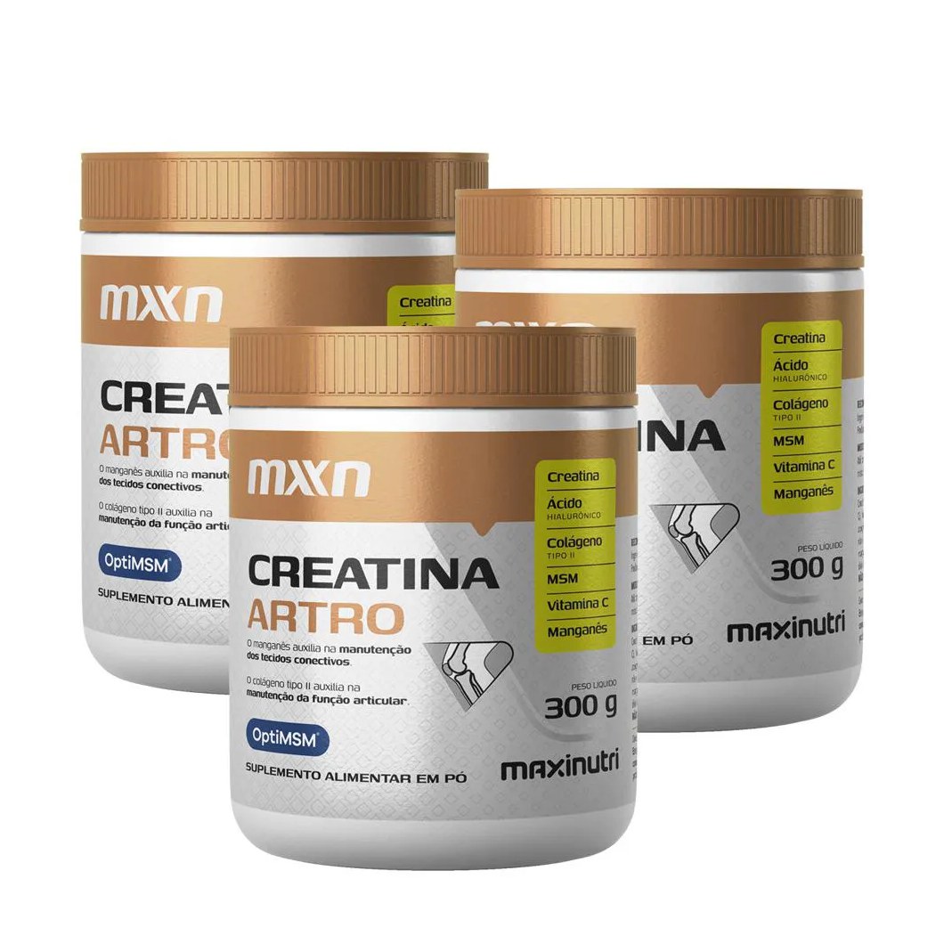 Kit 3 Creatina Mxn Artro Pó 300g Maxinutri