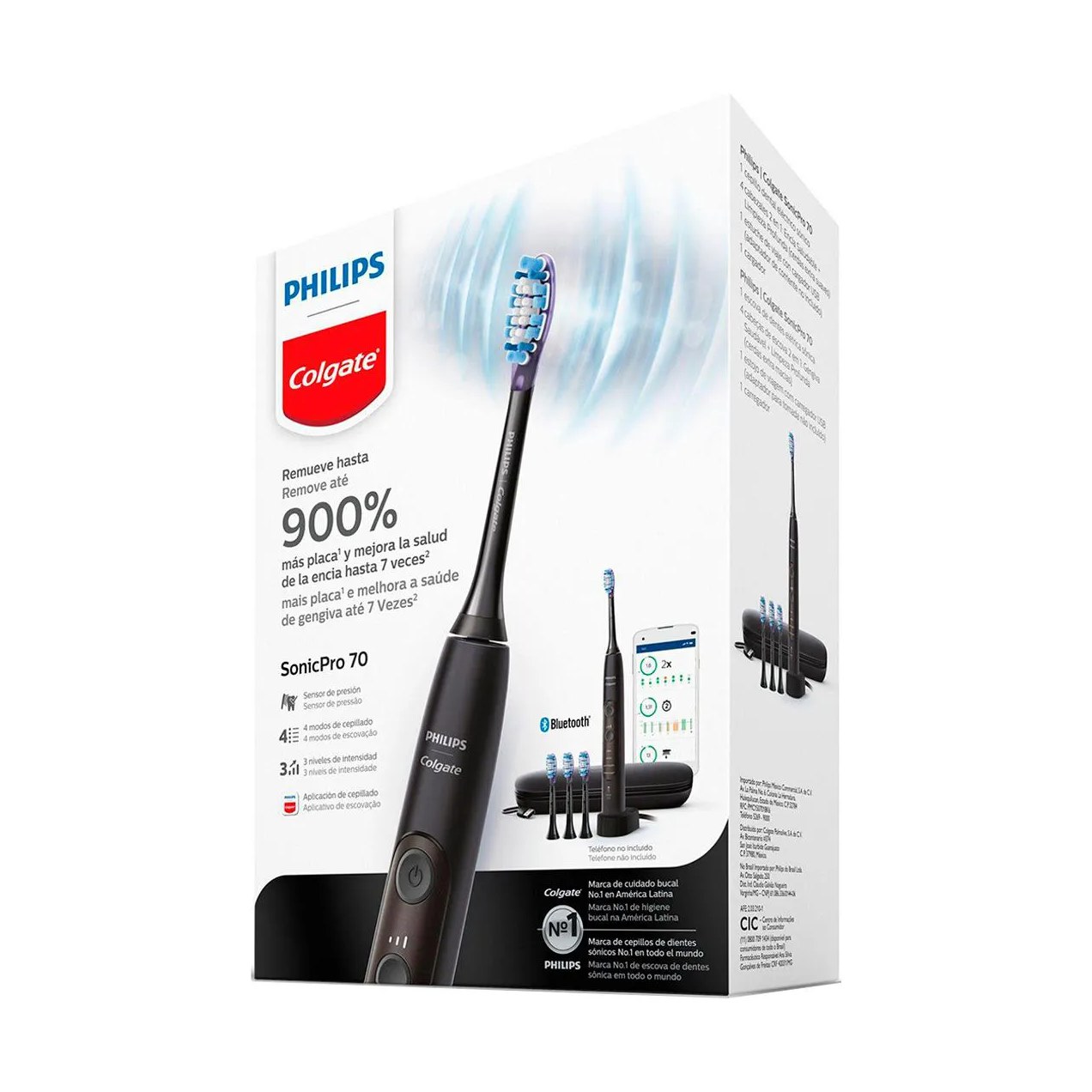 Escova de Dente Elétrica Philips Colgate SonicPro 70 + 3 Regis+ 1 Estojo