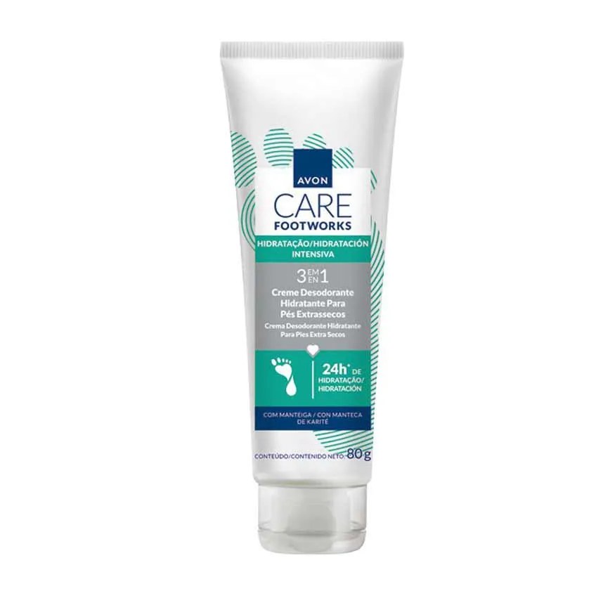 AVON FOOTWORKS HIDRATAÇÃO PROFUNDA EXTRASSECOS MANTEIGA KARITÉ 80G