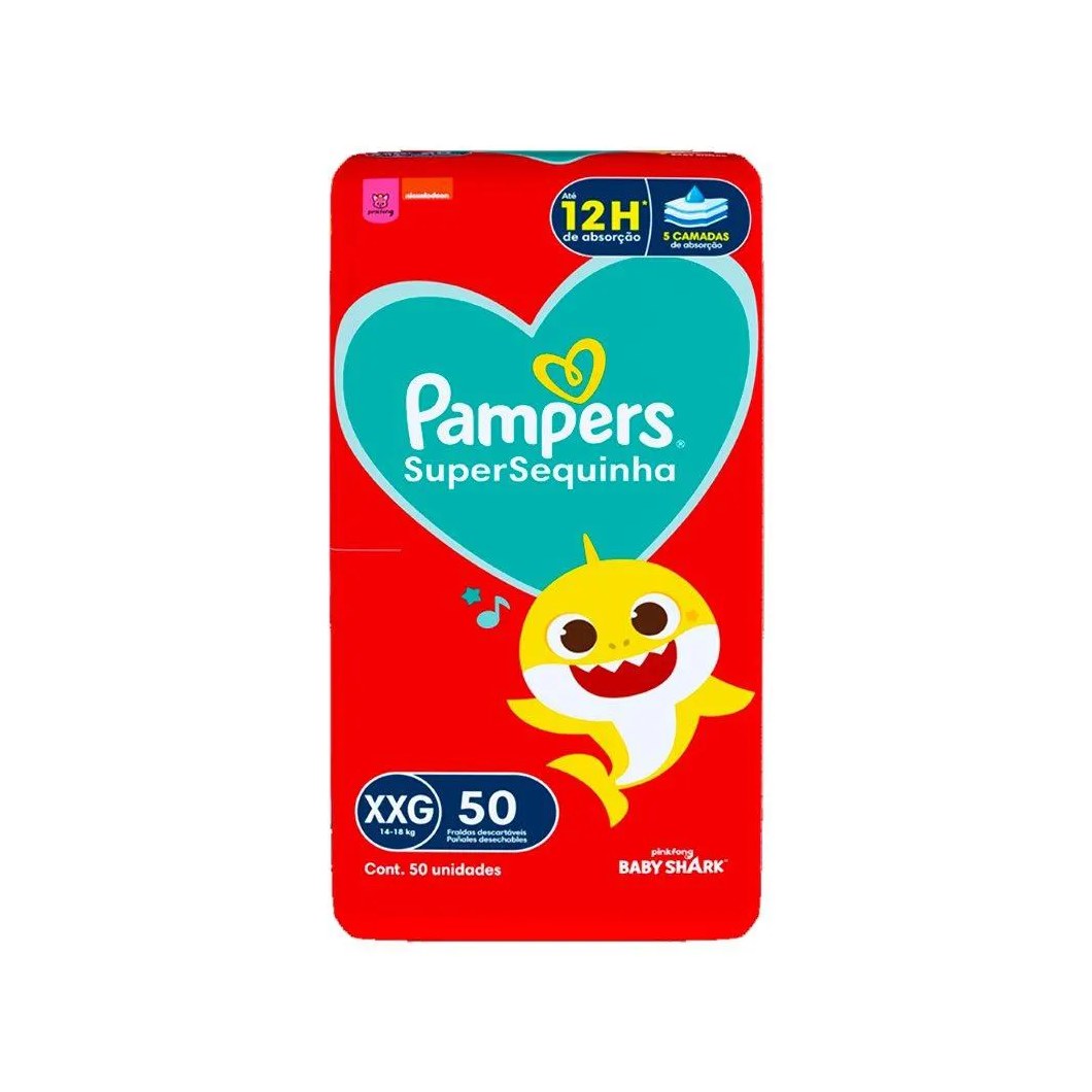 Fralda Descartável Pampers Supersequinha Tamanho Xxg - 2 Pacotes com 50 Fraldas - Total 100 Tiras