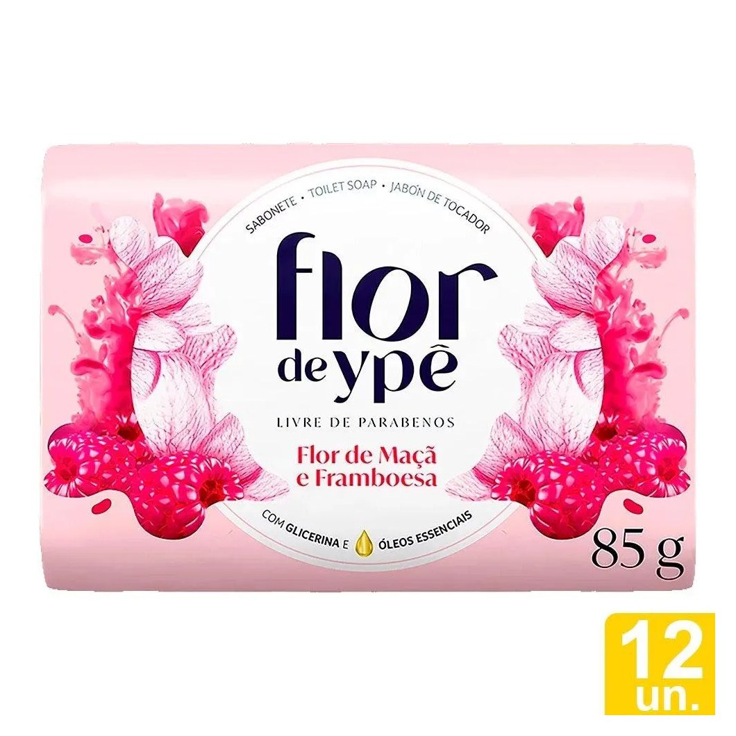 Sabonete Ypê Flor de Maça e Framboesa 85g Embalagem com 12 unidades