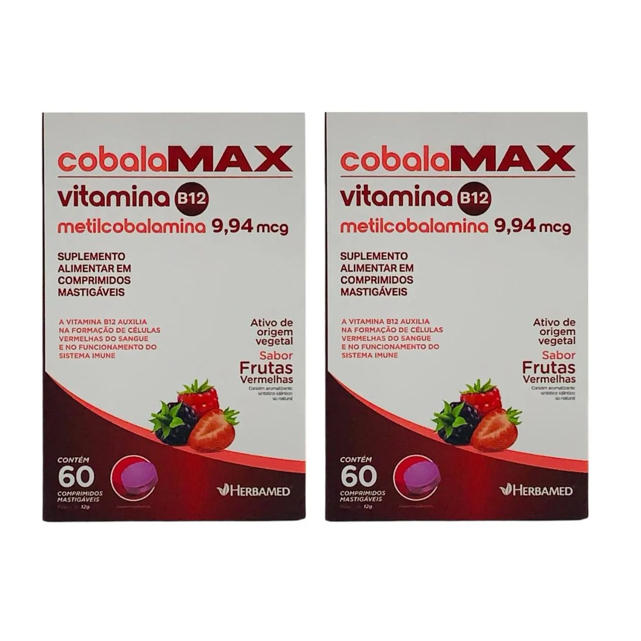 2 Caixas Vitamina B12 Cobalamax 60 comprimidos Herbamed
