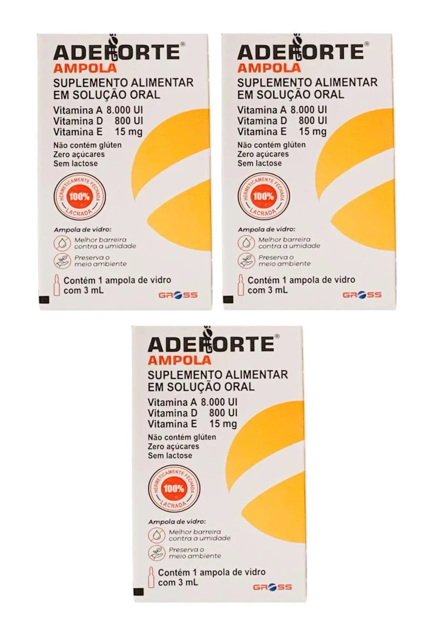 3 Un Adeforte Solução Oral com 1 Ampola de 3ml Original