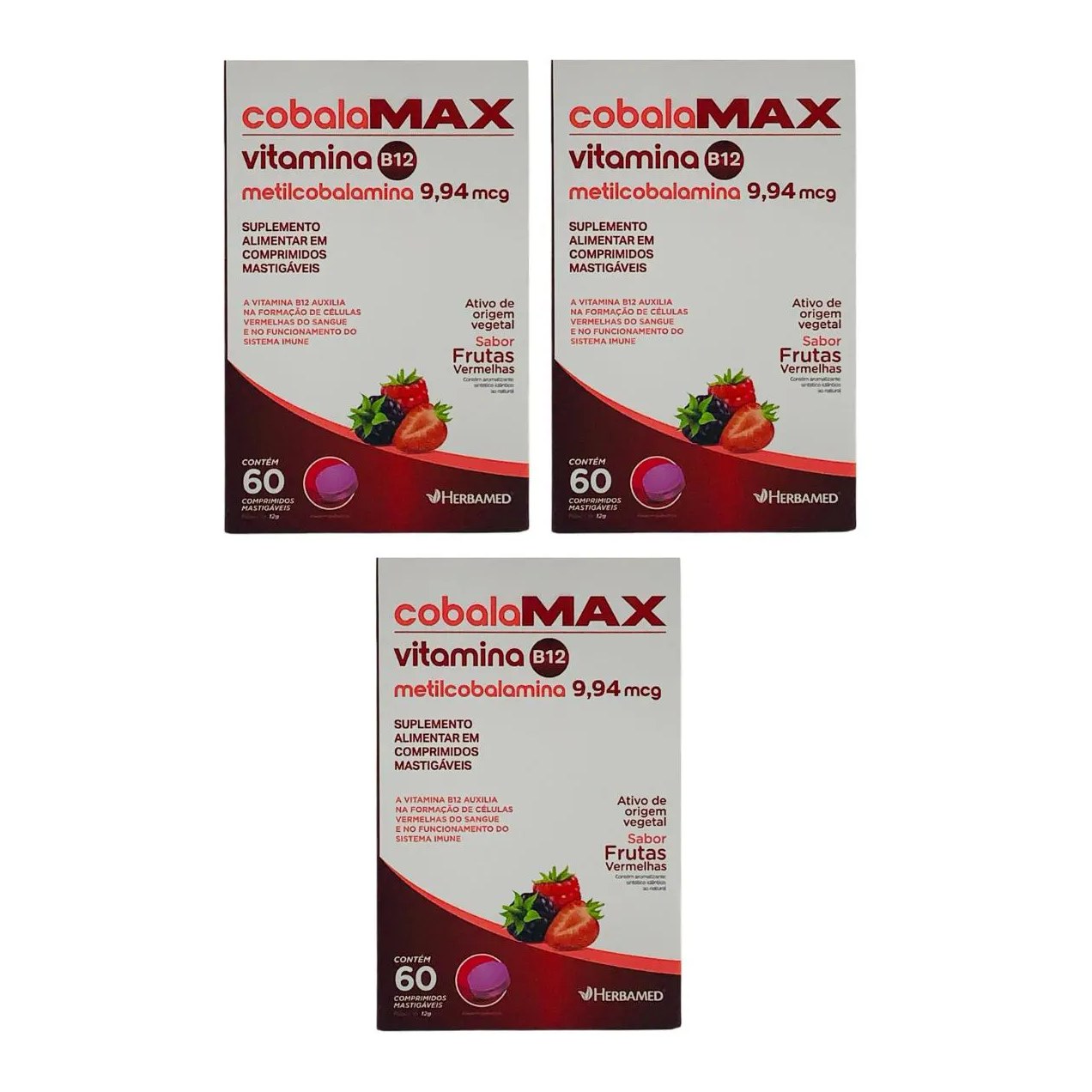 3 Un Vitamina B12 Cobalamax 60 comprimidos Herbamed