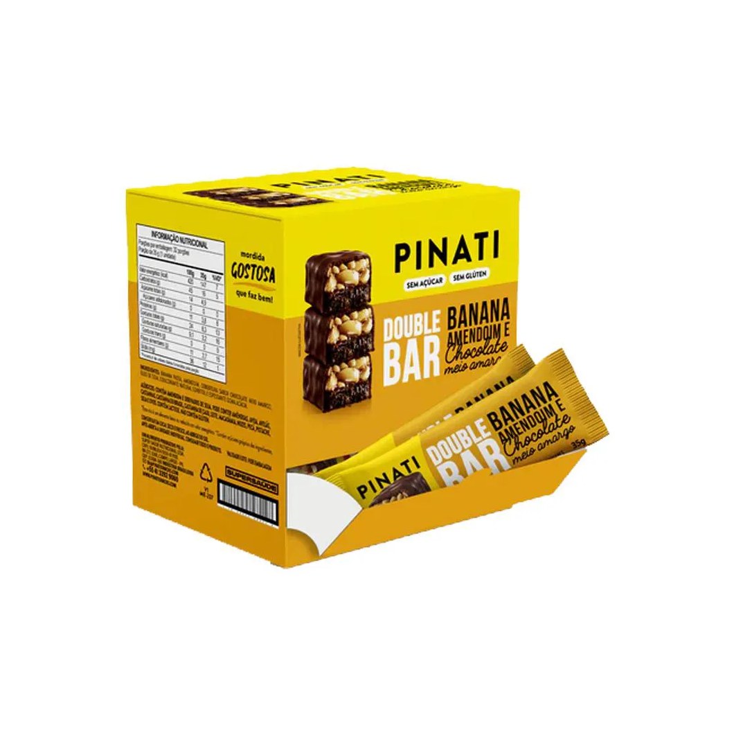 Double Bar Banana, Amendoim e Chocolate 35G - 32 unidades - Pinati