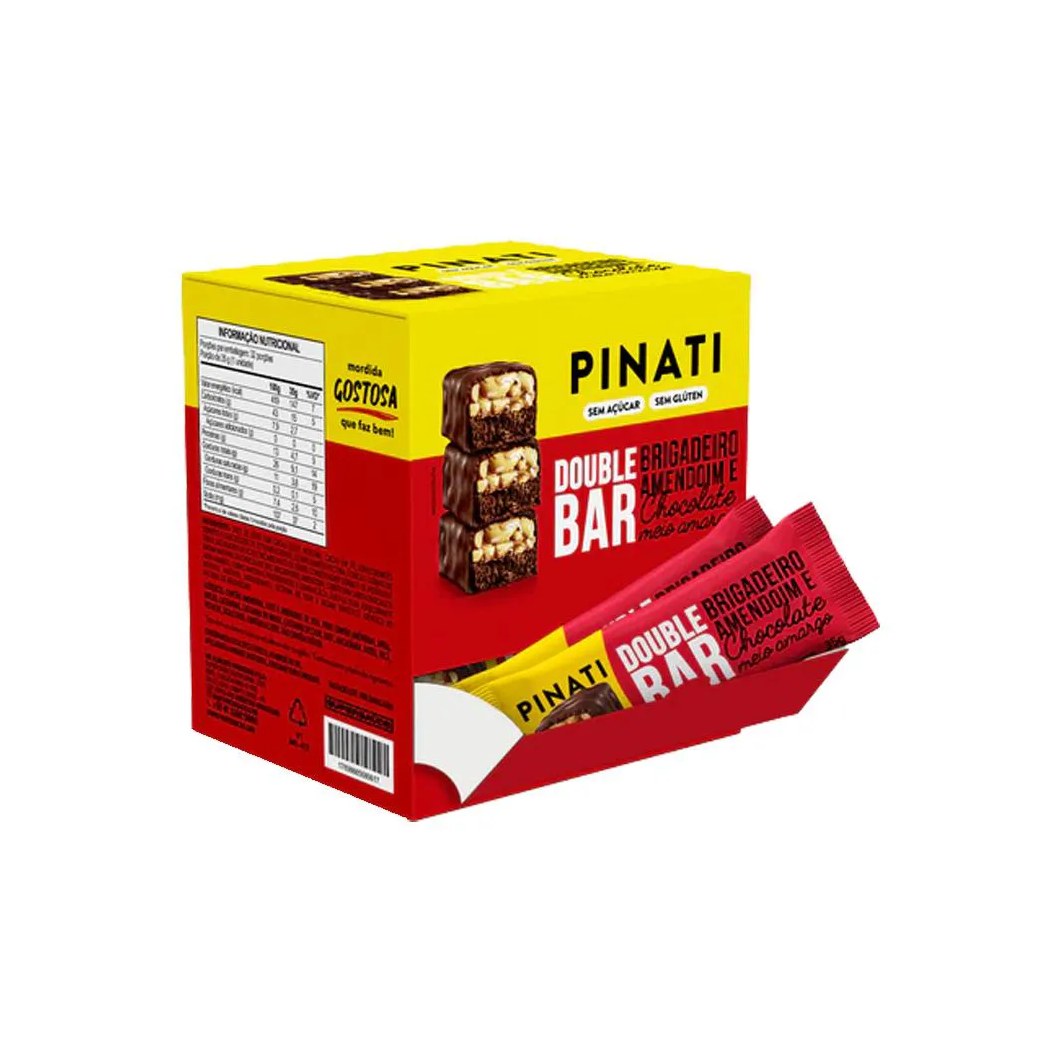 Double Bar Brigadeiro, Amendoim e Chocolate 35g - 32 unidades - Pinati