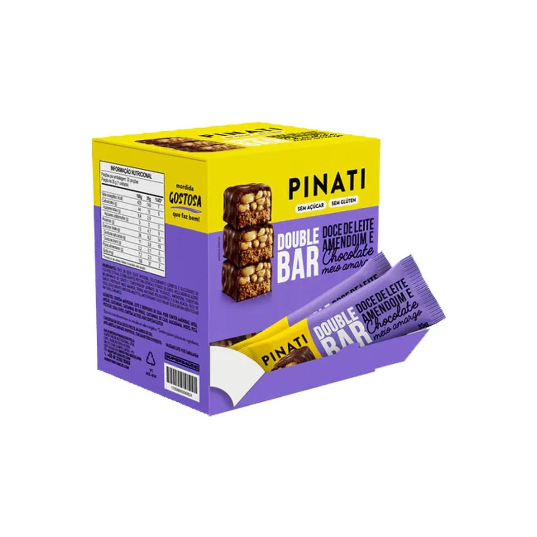 Double Bar Doce de Leite, Amendoin e Chocolate 35g - 32 unidades - Pinati