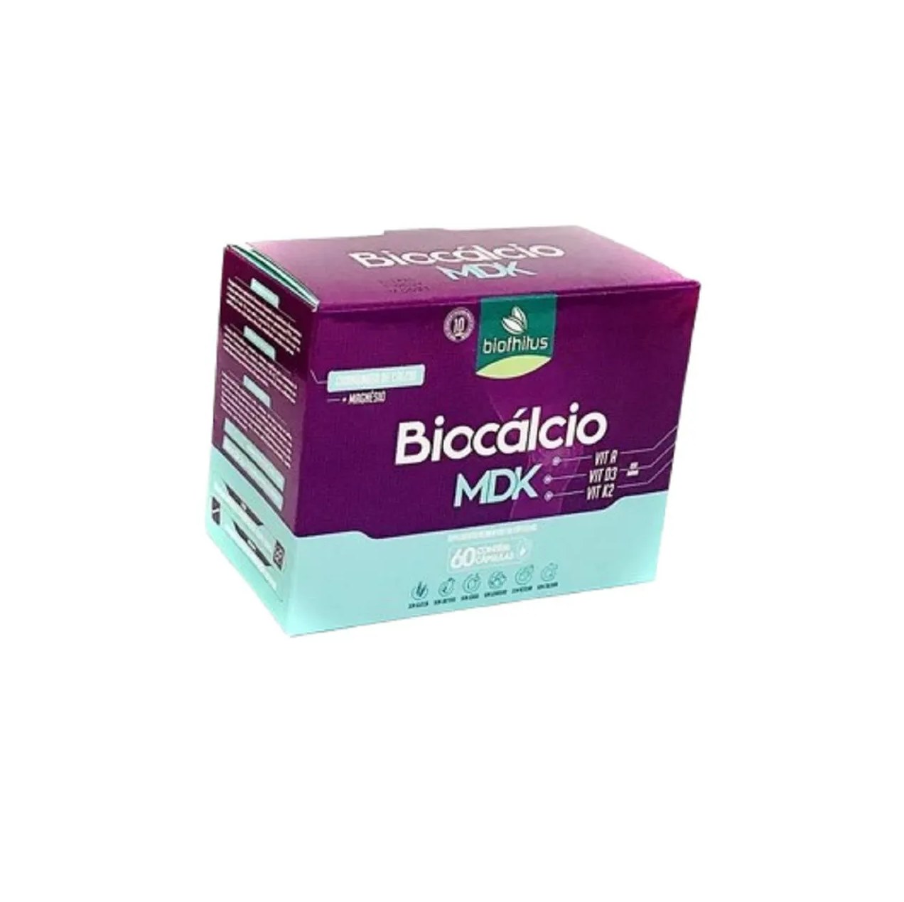 BIOCALCIO MDK 60 CáPSULAS CALCIO 1250MG + A, D3, K2 E MAGNéSIO