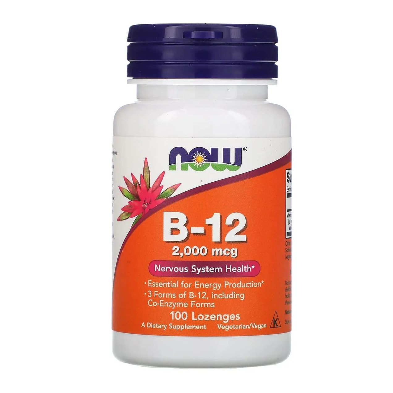 Vitamina B12 2000mcg 100 Pastilhas Sublingual - Now F. Importado e Original