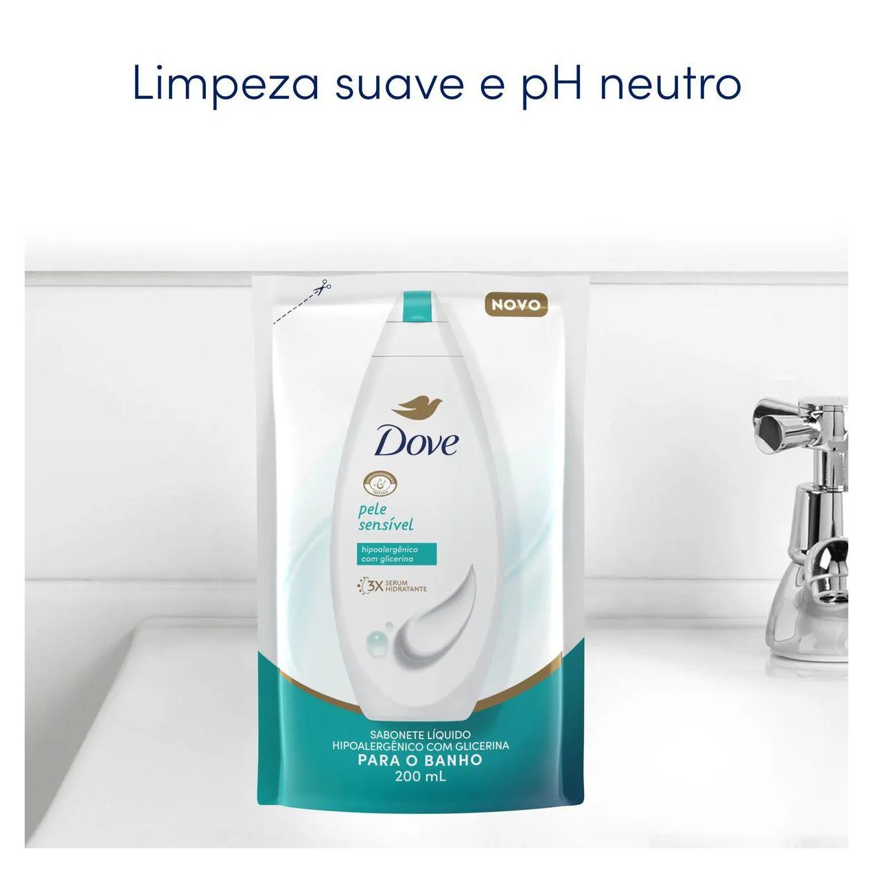 Refil Sabonete Líquido Dove Pele Sensível com Glicerina 200ml