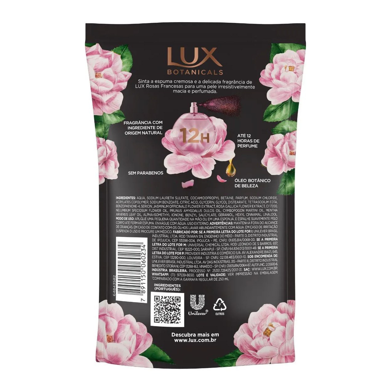 Refil Sabonete Líquido Lux Botanicals Rosas Francesas com 200ml
