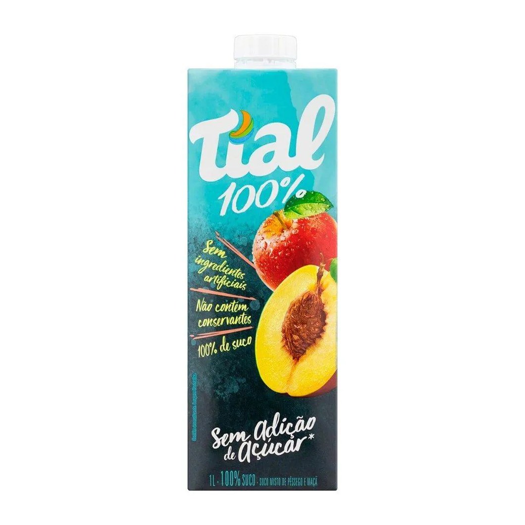 Suco Tial 100% Pêssego 1l - Embalagem com 12 unidades