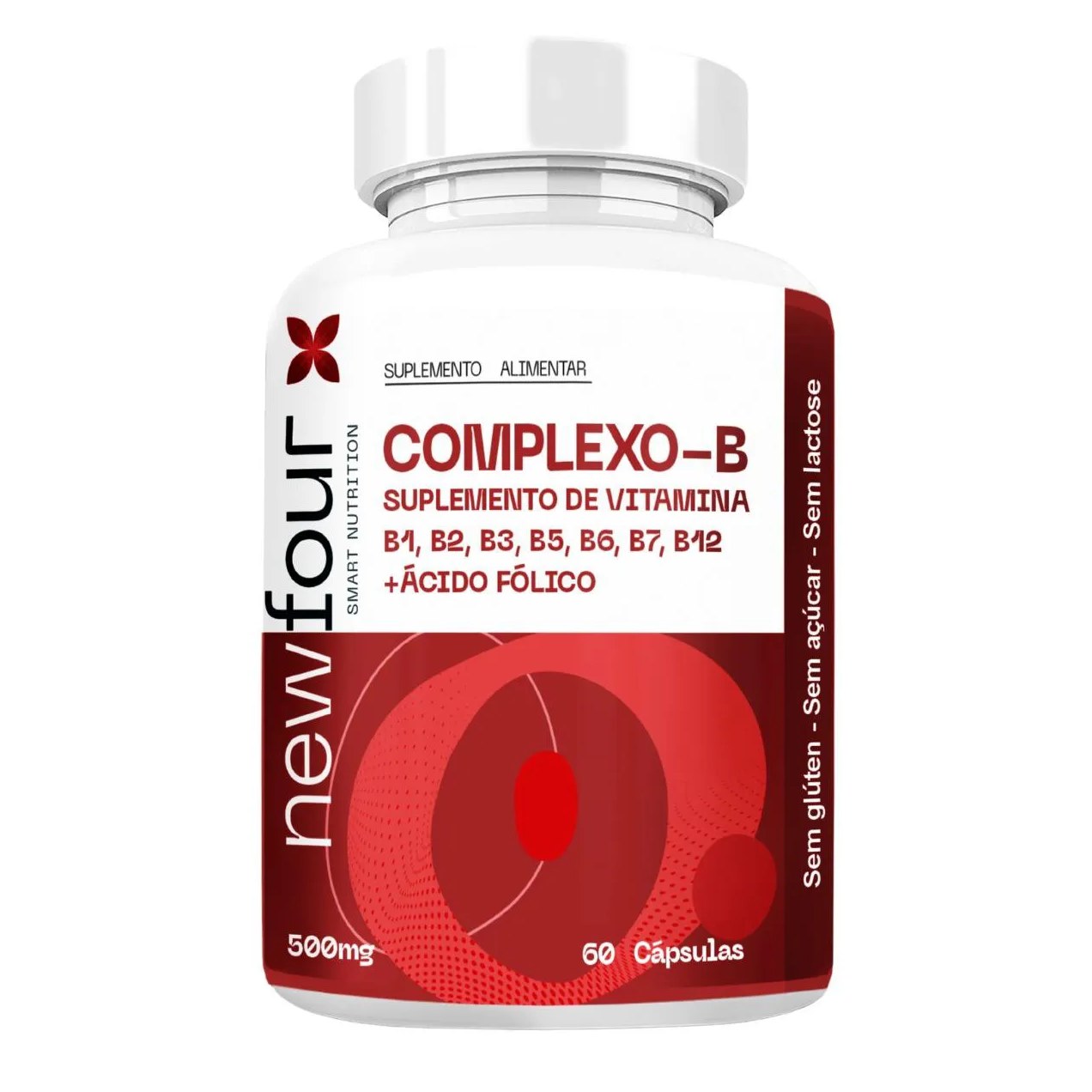 Complexo - B Suplemento de Vitamina B1, B2, B3, B5, B6, B7, B12 + Ácido Fólico 60 cápsulas