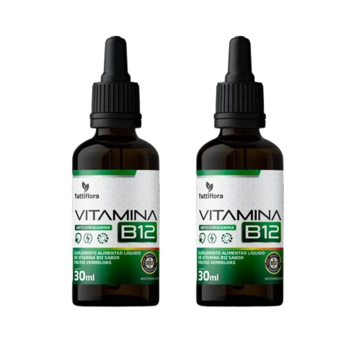 Kit 2x Vitamina B12 (metilcobalamina) Sabor Frutas Vermelhas 30ml Tuttiflora
