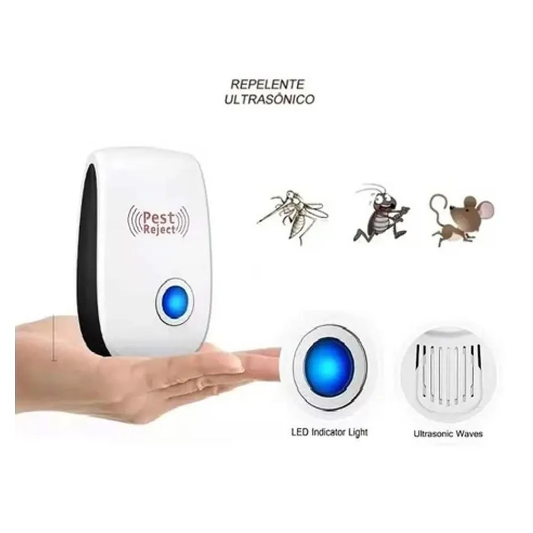 REPELENTE ELETRÔNICO ULTRASSÔNICO ANTI-PRAGAS Branco
