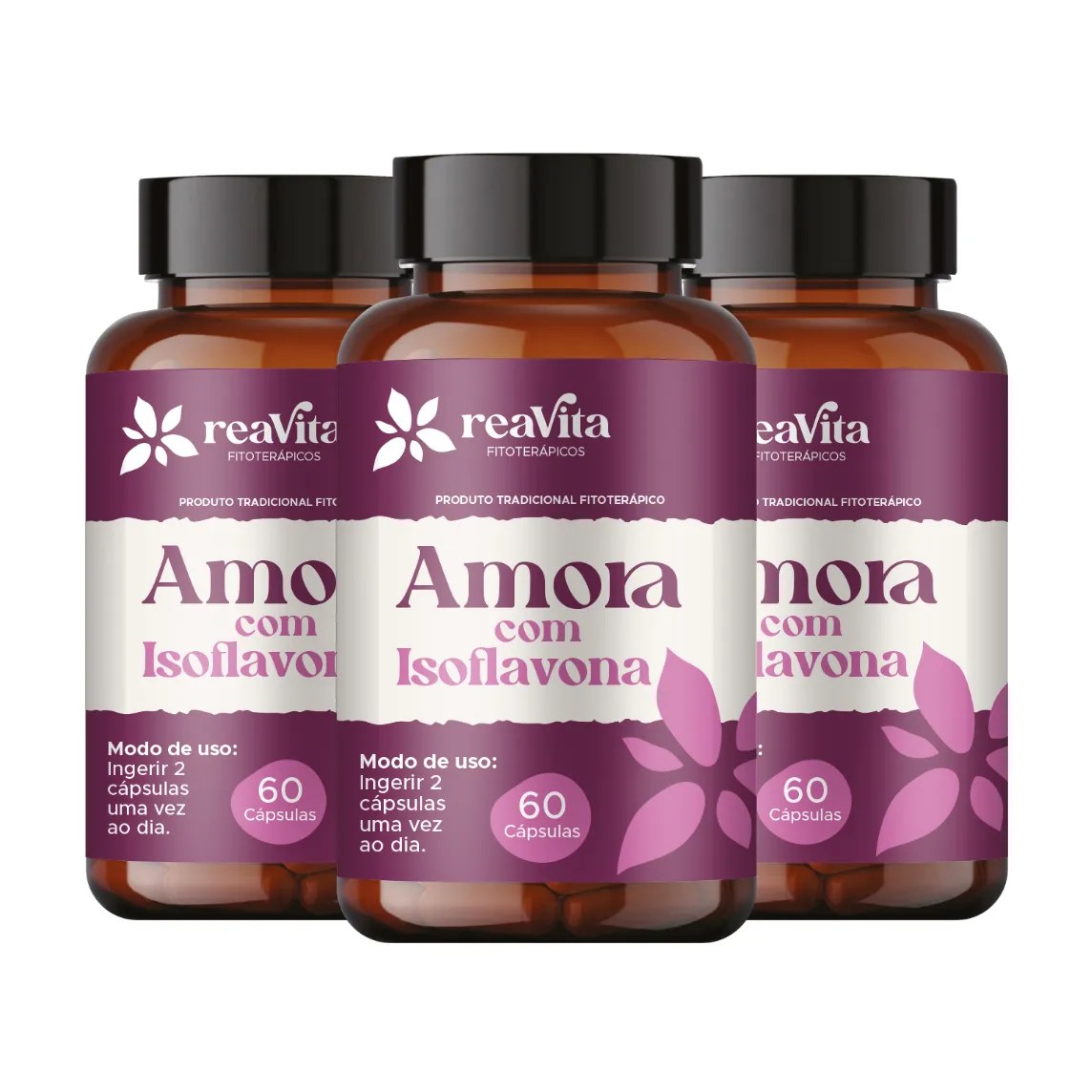 Kit Suplemento Natural 3 Amora Miúra + Isoflavona 500mg 60 Cápsulas