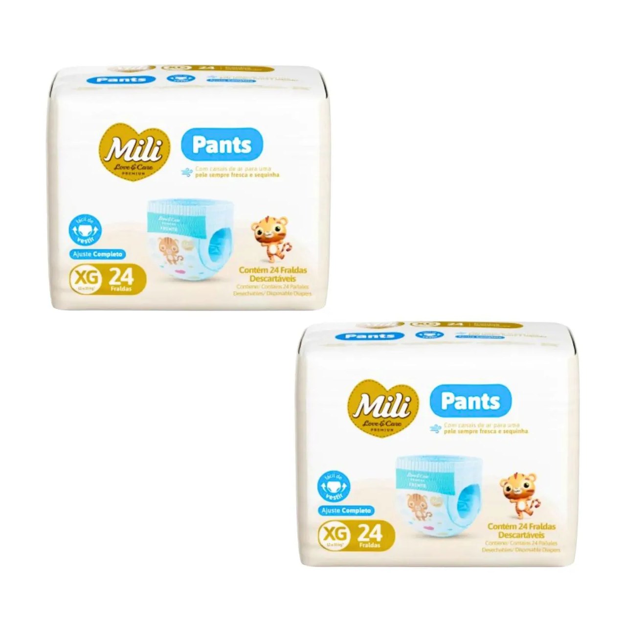Kit C2 Fralda Pants Love&care Premium Xg C24 - Mili