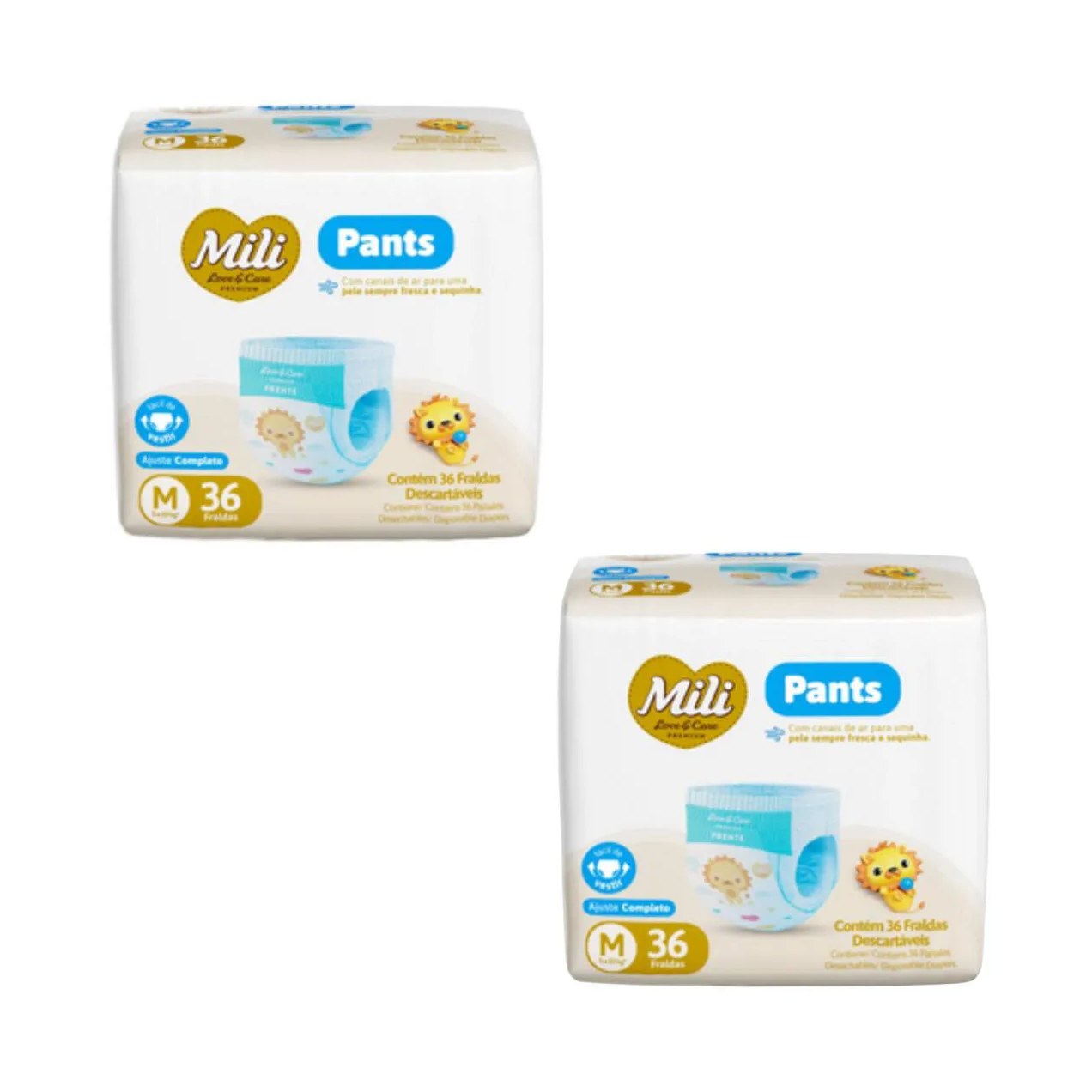 Kit C2 Fralda Pants Premium M C36 - Mili Love&care