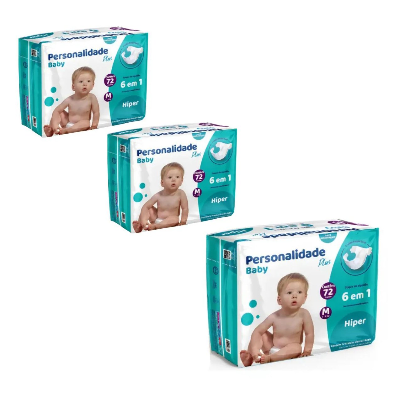Kit C3 Fralda Infantil Baby Plus M C72 - Personalidade