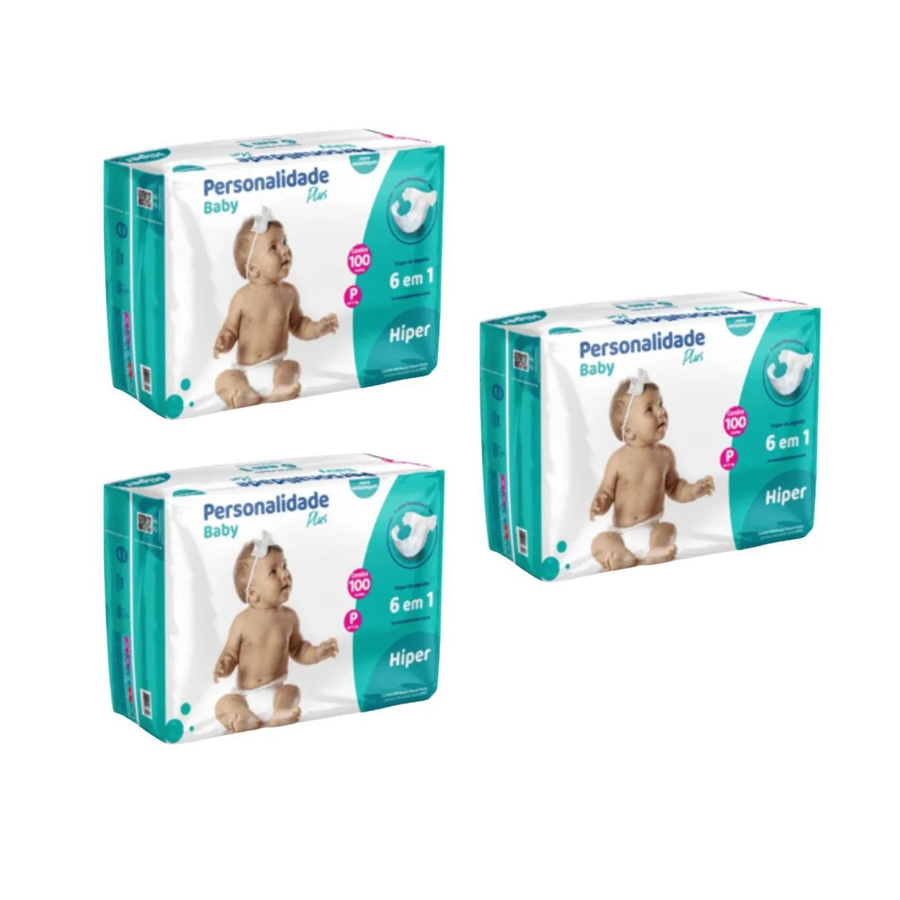 Kit C3 Fralda Infantil Baby Plus P C100 - Personalidade