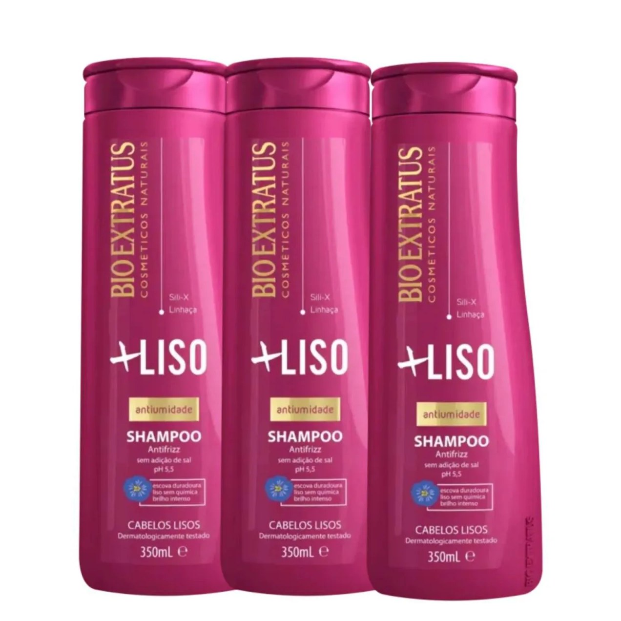 Kit C3 Shampoo +liso Brilho Intenso Antiumidade Bio Extratus