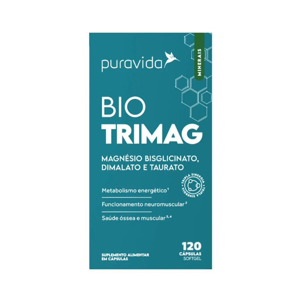 Bio Trimag Magnesio Malato e Taurato - 120 cápsulas - Puravida