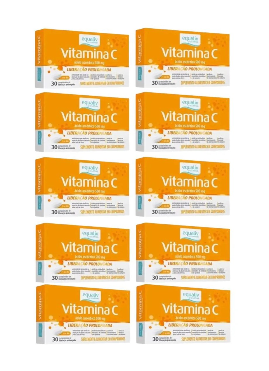 Kit 10 Suplemento Vitamina C Ácido Ascórbico 500mg - Equaliv