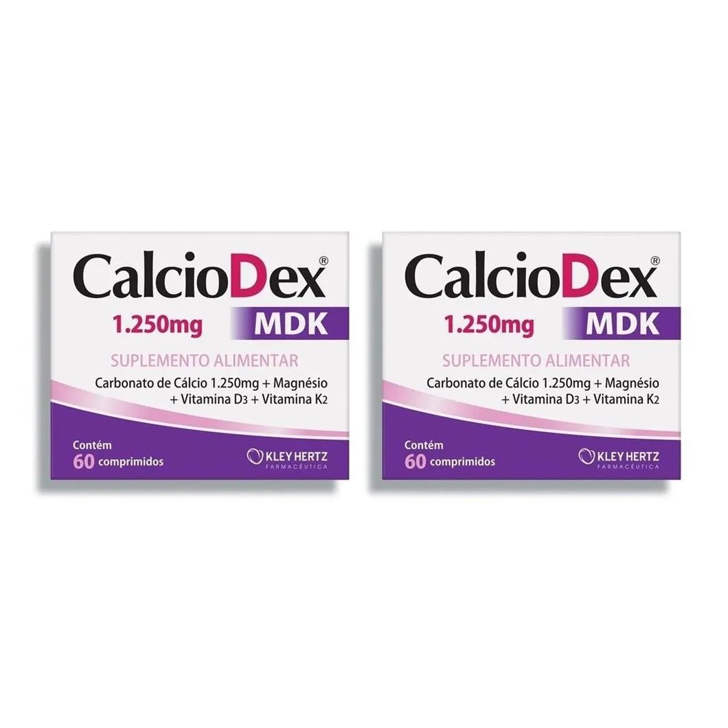 Kit 2 Suplemento Calciodex Mdk 1250mg 60 Cpr - Kley Hertz