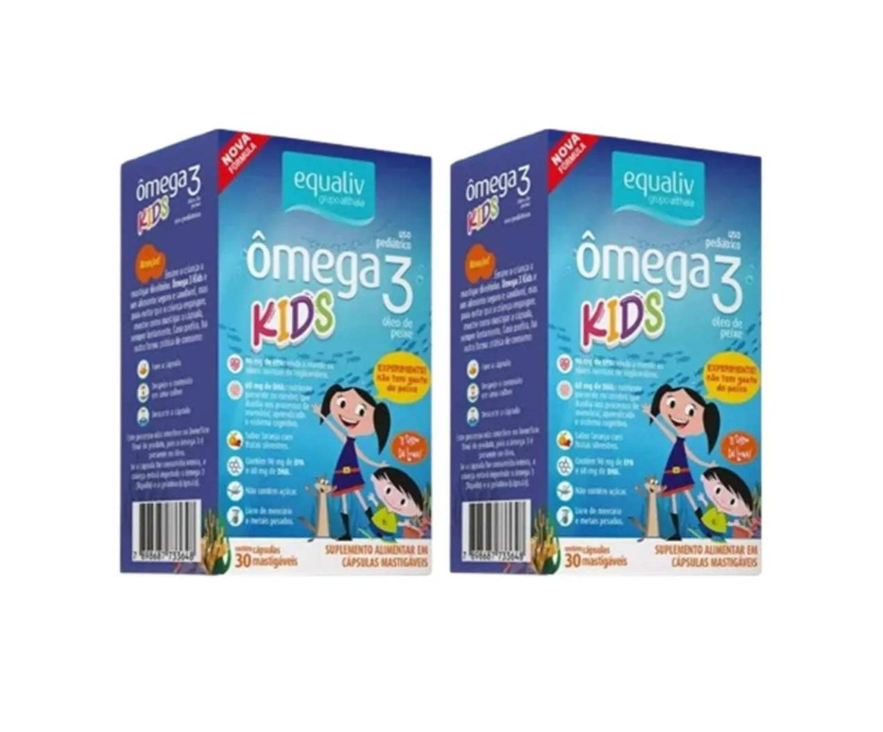 Kit 2 Suplemento Ômega 3 Kids 30 cápsula Mastigáveis - Equaliv