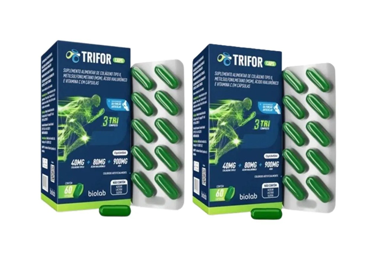 Kit 2 Suplemento Trifor Colágeno Tipo 2 60 cápsulas - Biolab