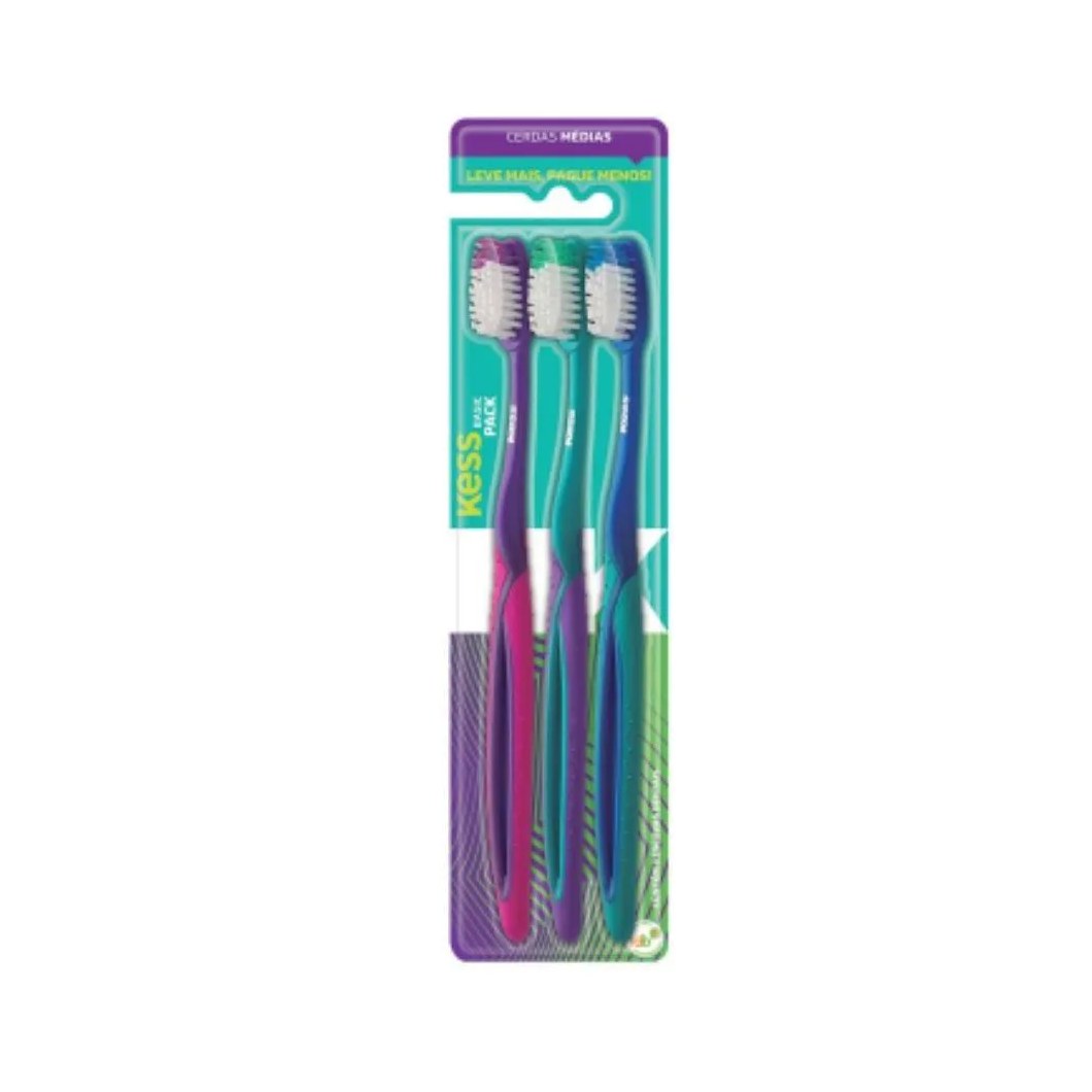 Escova de Dente Kess Média C/3 Un
